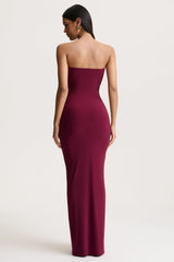Beverly | Burgundy Bandeau Maxi Dress With Gathered-Detailing