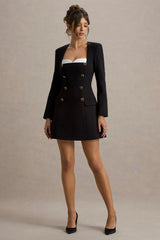 Sammie | Black & White Tailored Long-Sleeve Mini Dress