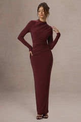 Hespera | Port High-Neck Long-Sleeve Gathered Maxi Dress