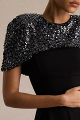 Eloriana | Black Hand-Embellished High-Neck Jumpsuit