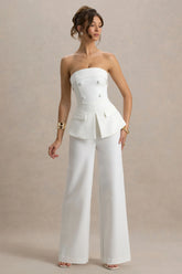 Noemi | White Bandeau Tailored Jumpsuit