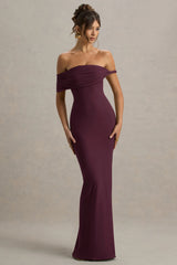Melika | Burgundy Twisted Bardot Maxi Dress