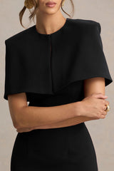Baylor | Black Midi-Dress With Cape-Detail