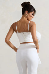 Whirlwind | White Strappy Top With Oversized Ruffle Detail