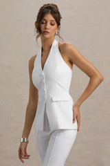 Tecla | White Button-Up Tailored Waistcoat