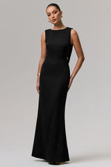 Maxie | Black High-Neck Maxi Dress With Back Detail