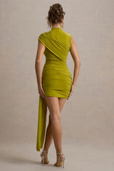 Nocturnal | Green Ruched Mini Dress With Sash