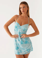 Vietta Sequin Cami Mini Dress - Blue