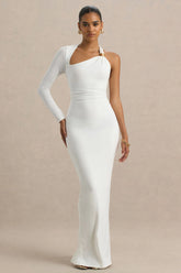 Light Year | White Maxi Dress with Asymmetric Neckline