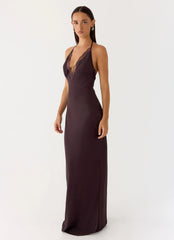 Indya Halter Maxi Dress - Chocolate