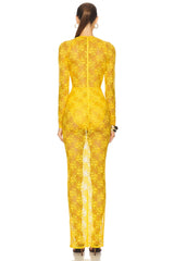 Long Sleeve Halter Column Dress