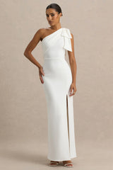 Kiri | White One-Shoulder Bow Maxi Dress