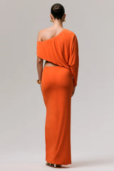 Marlena | Orange Twisted Split Maxi Skirt