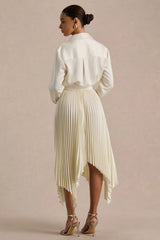 Naxos | Cream Satin Shirt Maxi Dress