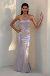 Moonstone | Lilac Sequin Bandeau Maxi Dress