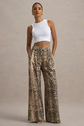 Shaniya | Snake Print Wide-Leg Trousers