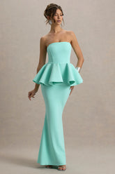 Louisiana | Mint Bandeau Peplum Maxi Dress