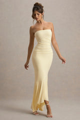 Capria | Pale Lemon Bandeau Wrap Maxi Dress