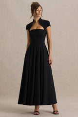 Scarlett | Black Asymmetric-Neck Maxi Dress