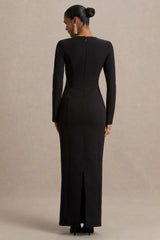 Vaila | Black High-Neck Maxi Dress