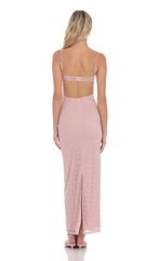 Lace Open Back Maxi Dress in Dusty Rose