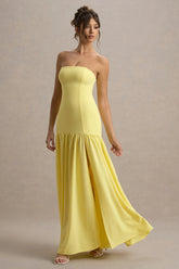 Penny | Lemon Bandeau Drop-Waist Maxi Dress