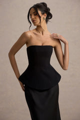 Ohio | Black Strapless Corset Maxi Dress