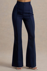 Jada | Navy Tailored Flared-Leg Trousers