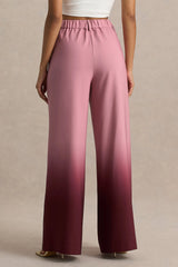 Safia | Cherry Ombre Satin Wide-Leg Trousers