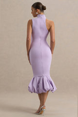 Sabine | Lilac One-Shoulder Ruffle-Trim Midi Dress