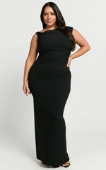 Genie Maxi Dress - Off The Shoulder Dress in Black