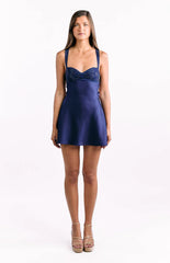 Jazzy Navy Contrast Rhinestone Mini Dress