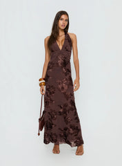Rousseau Halter Maxi Dress Espresso