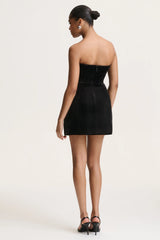 Naia | Black Velvet Embellished Bandeau Mini Dress