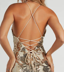 Alison Lace-Up Mermaid Sequin Formal Dress