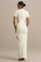 Hessie | White Lily Print High-Neck Maxi Dress