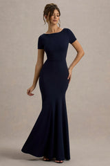 Rian | Navy Short-Sleeve Maxi Dress