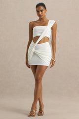 Wilma | White Asymmetric Micro-Mini Dress With Open-Back And Cut-Out Detail