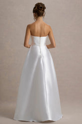 Universe | White Bandeau Split Puff-Skirt Maxi Dress