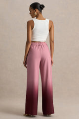 Safia | Cherry Ombre Satin Wide-Leg Trousers