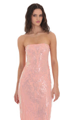 Sequin Pattern Maxi Dress in Coral