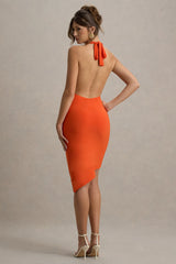 Vivia | Orange Plunge-Neck Ruched Mini Dress