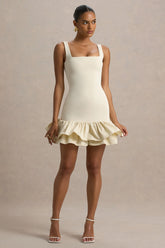 Daliana | Stone Square-Neck Ruffled Mini Dress