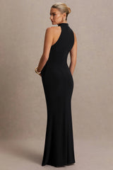 Kaia | Black Halter-Neck Maternity Dress