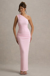 Dalarie | Pink One-Shoulder Gathered Maxi Dress