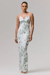 Luz | Green Porcelain Print Strappy Maxi Dress