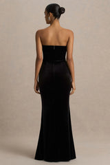 Yolanda | Black Velvet Sweetheart-Neck Maxi Dress