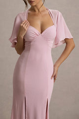 Stila | Pale Pink Plunge-Neck Maxi Dress With High Front Split