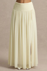 Spencer | Cream Chiffon Pleated Maxi Skirt
