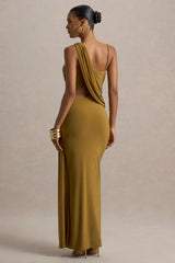 Storm | Camel Asymmetric Maxi Dress With Cut-Out Details